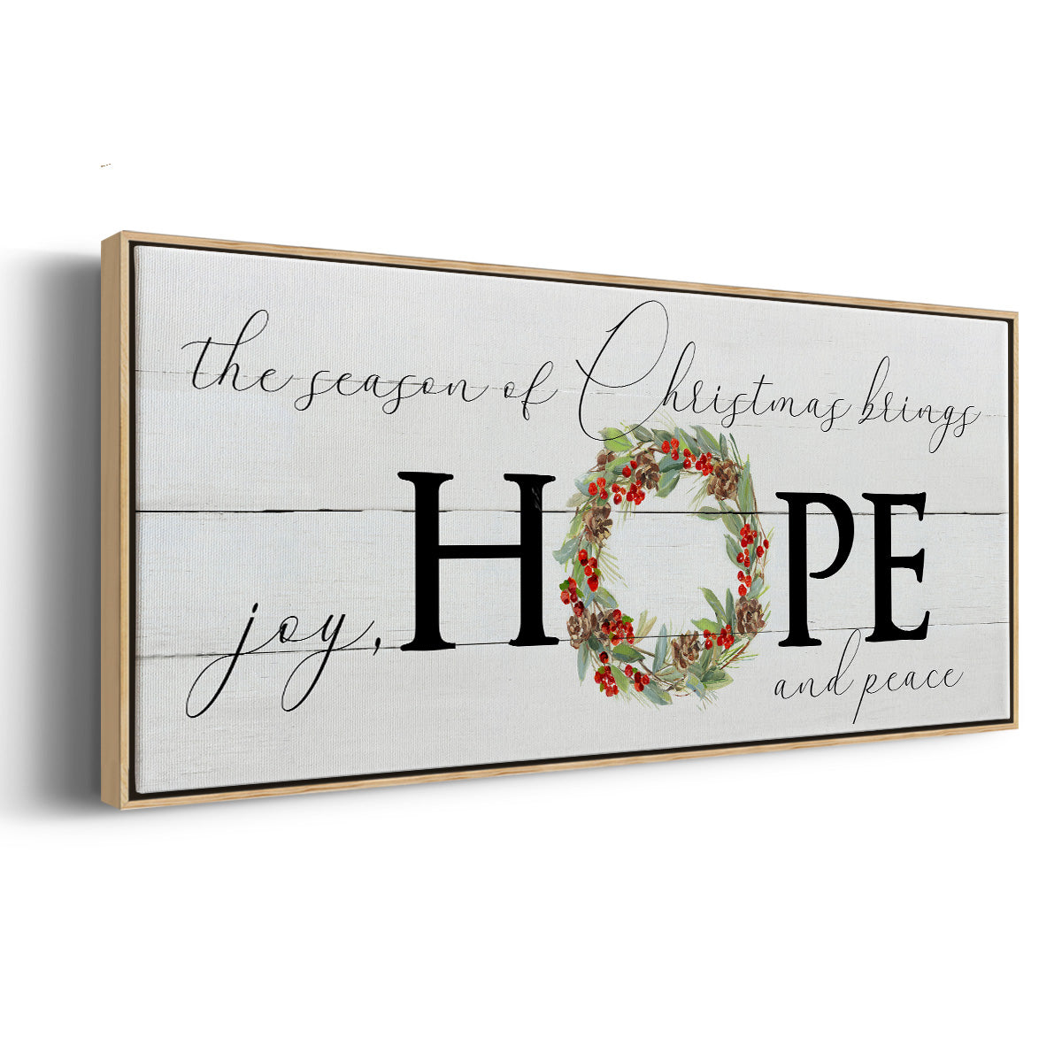 Joy Hope and Peace - Floater Framed Canvas Print
