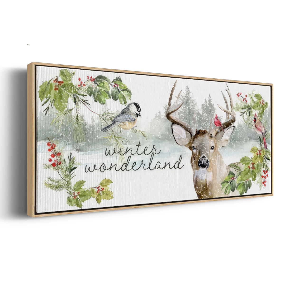 Reindeer Woods - Floater Framed Canvas Print