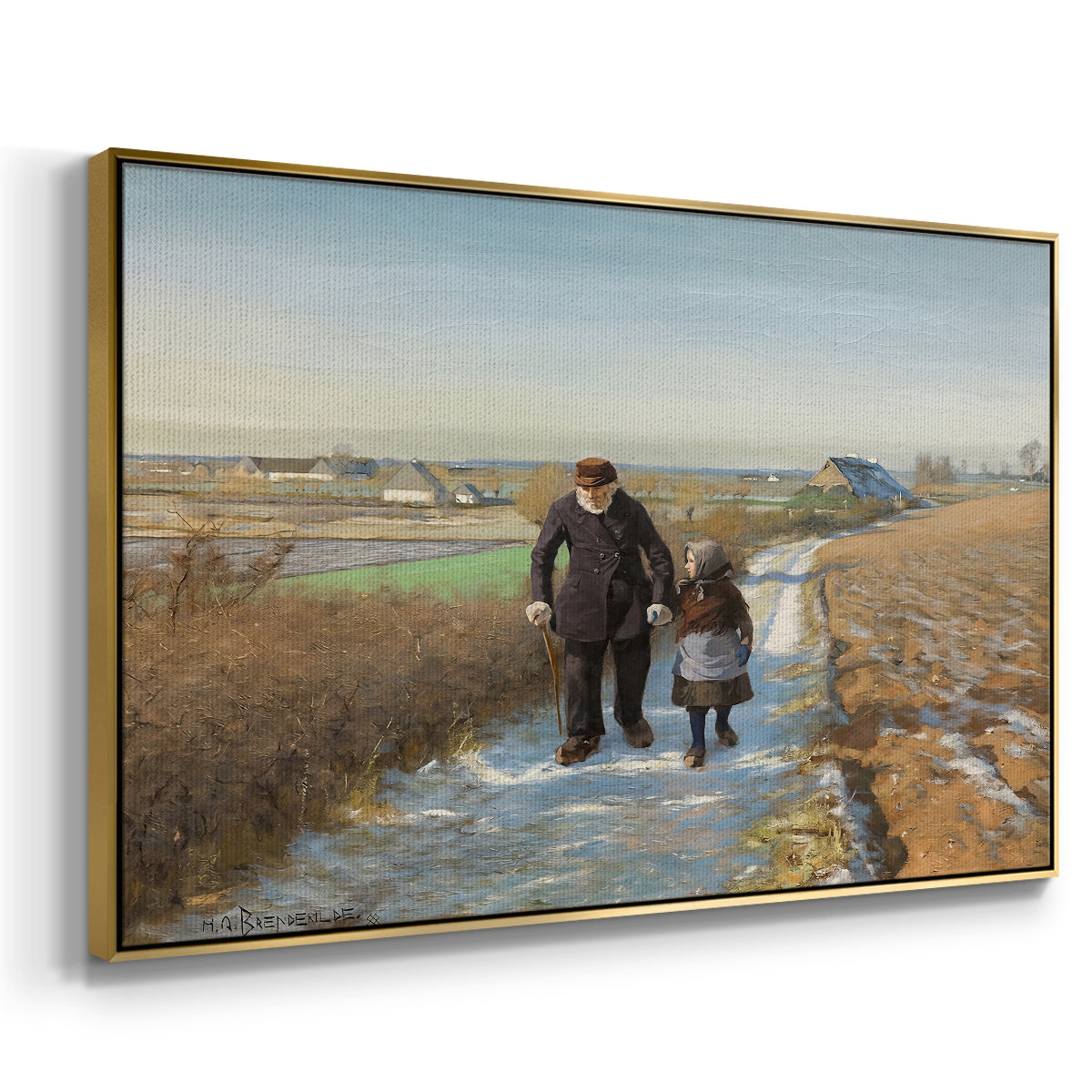 The Old Man and the Child, 1888 - Floater Framed Canvas Print