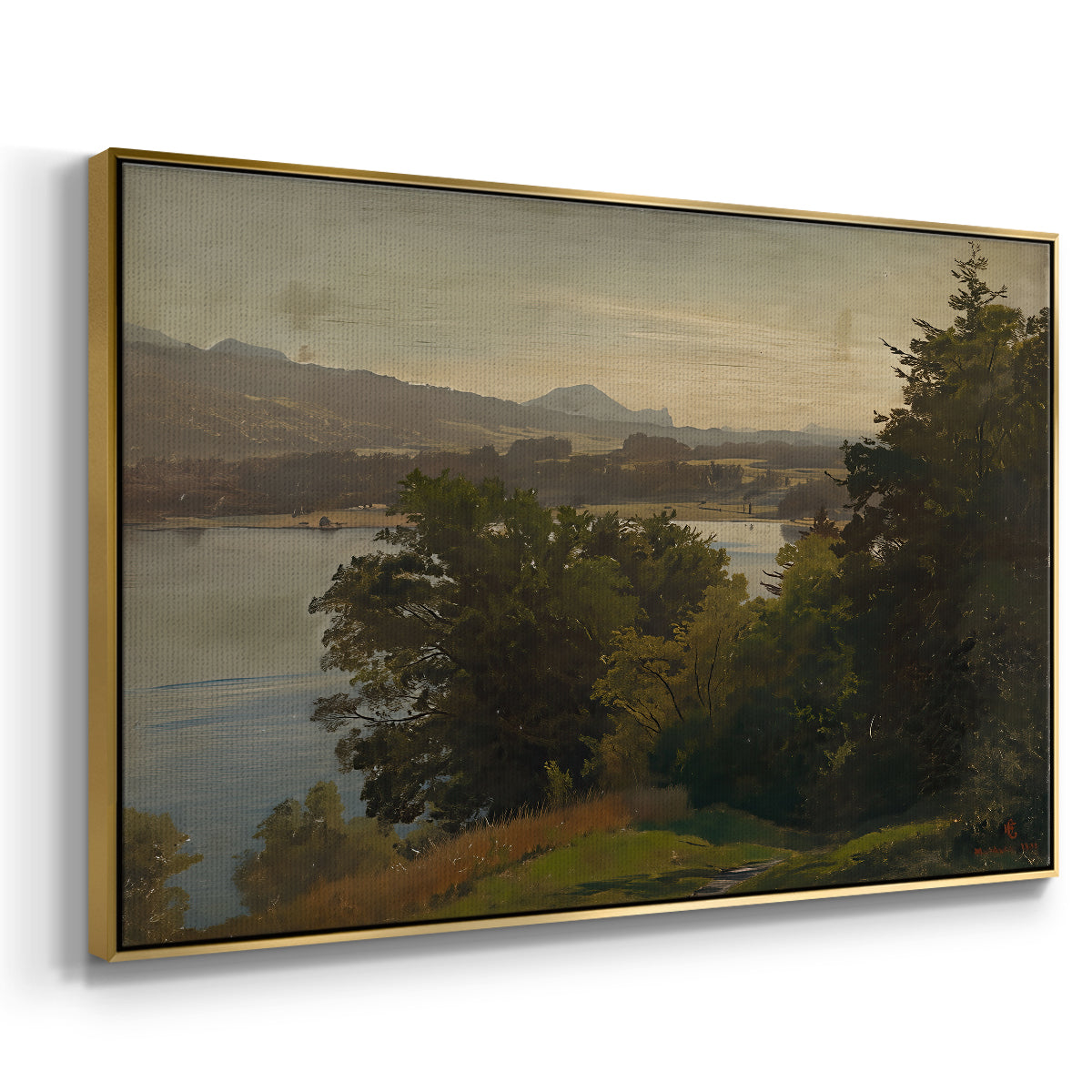 View of the Mondsee, 1870 - Floater Framed Canvas Print