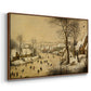 Winter Landscape with Skaters and Bird Trap, 1565 - Floater Framed Canvas Print