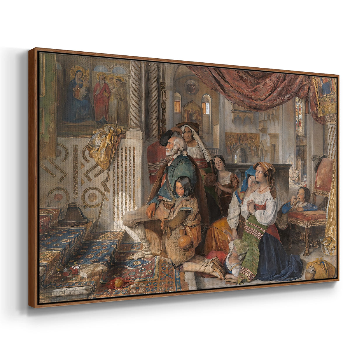 Roman Pilgrims, 1854 - Floater Framed Canvas Print
