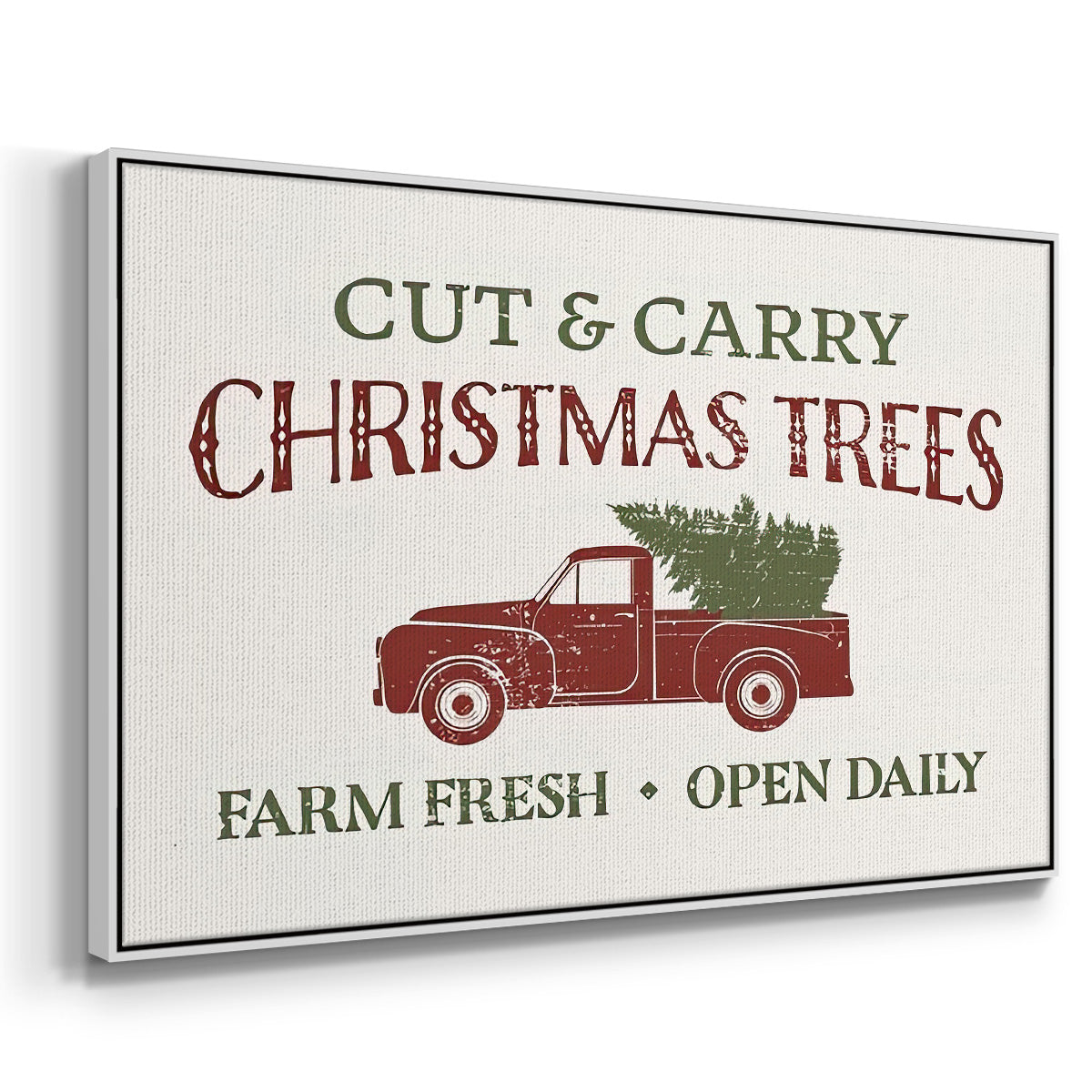 Christmas Farm Sign II - Framed Gallery Wrapped Canvas in Floating Frame