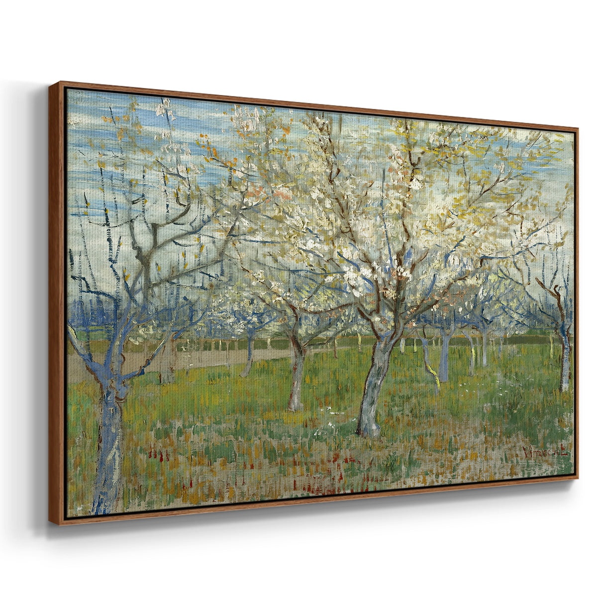 The Pink Orchard, 1888 - Floater Framed Canvas Print