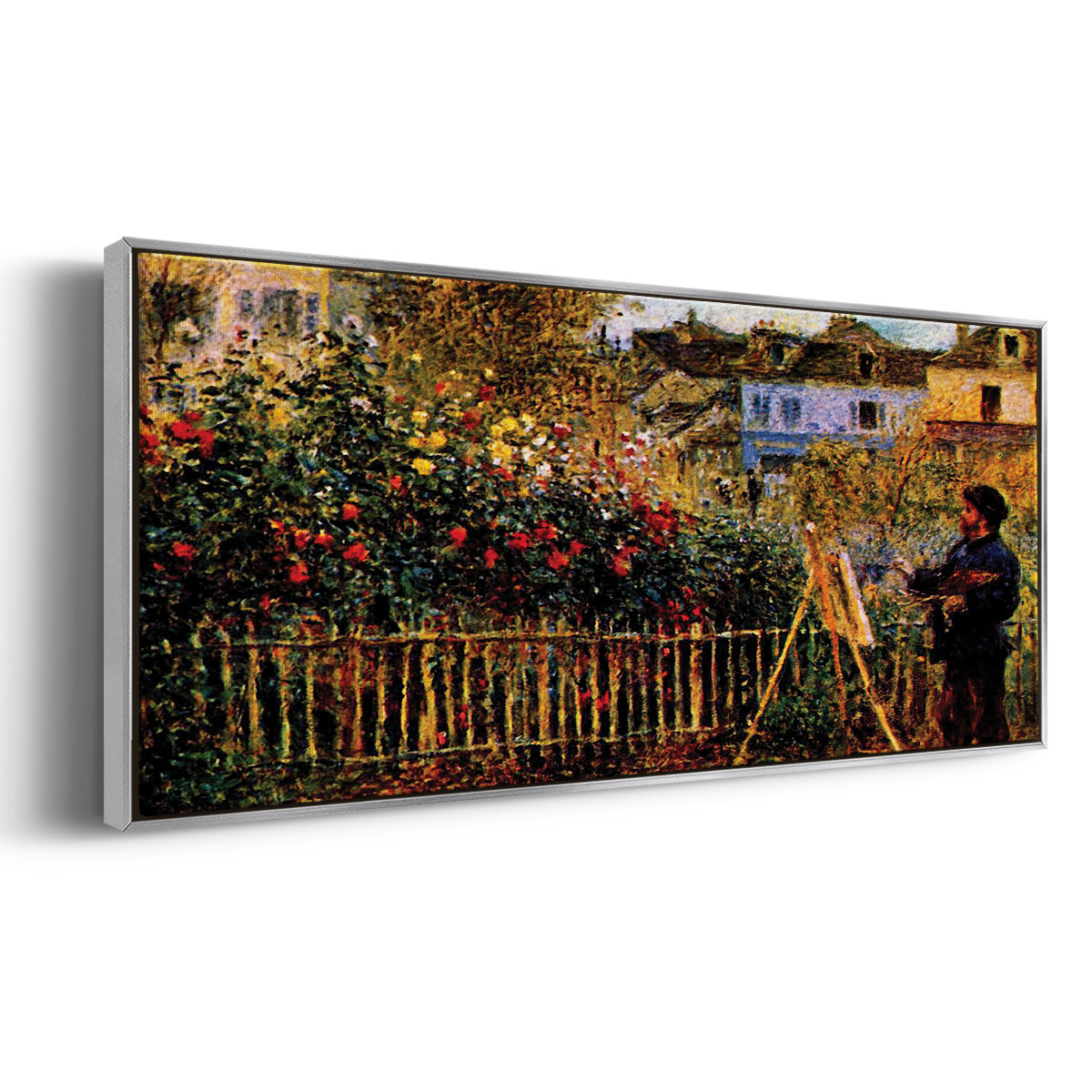 Monet Painting in His Garden in Argenteuil - Floater Framed Canvas Print