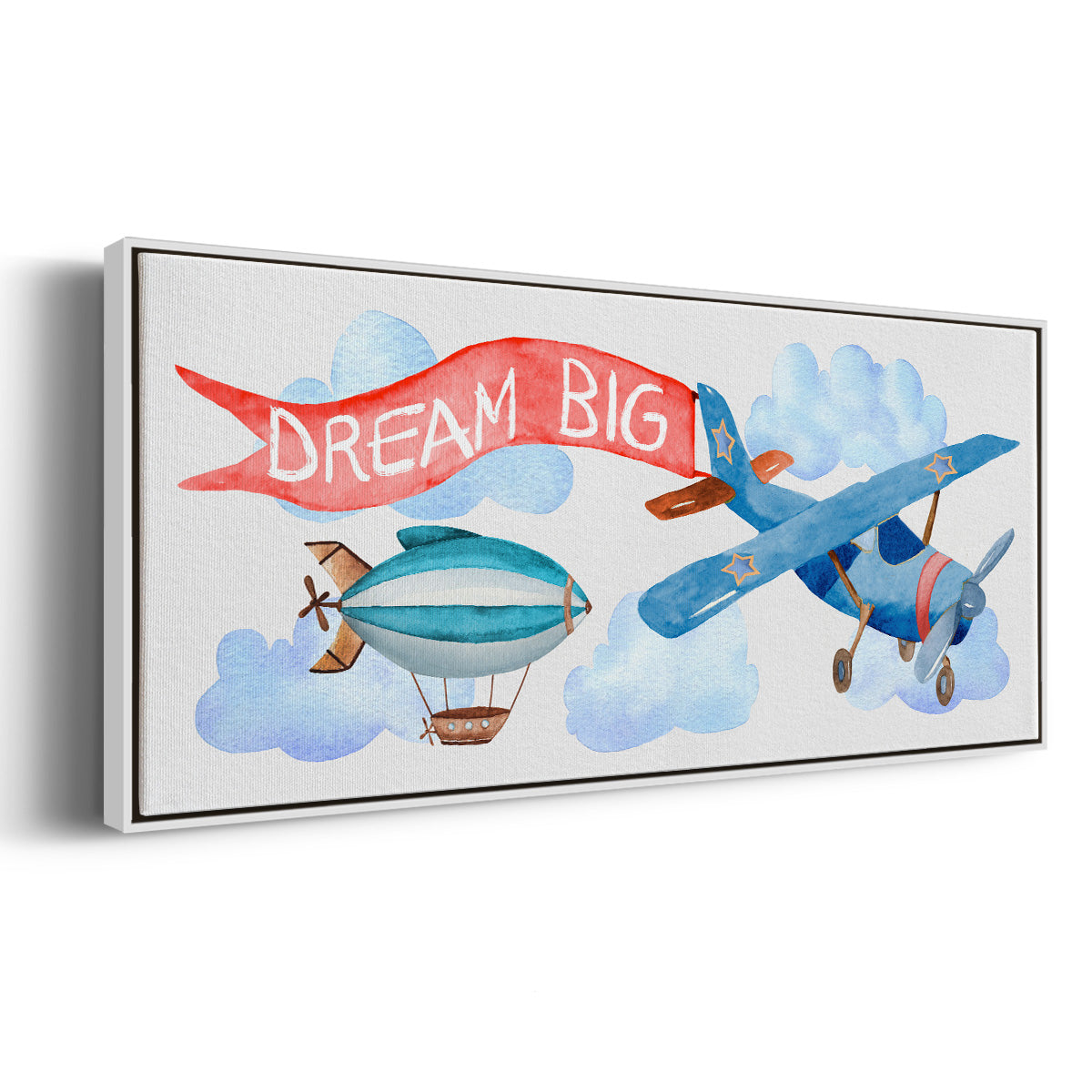 Dream Big Airplane - Floater Framed Canvas Print
