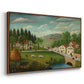 Pastoral Landscape with Stream, Fisherman and Strollers, 1875-1880 - Floater Framed Canvas Print