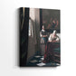 Side view of a canvas art print of a calm composition with subtle interaction and detail, showing gallery-wrapped depth.