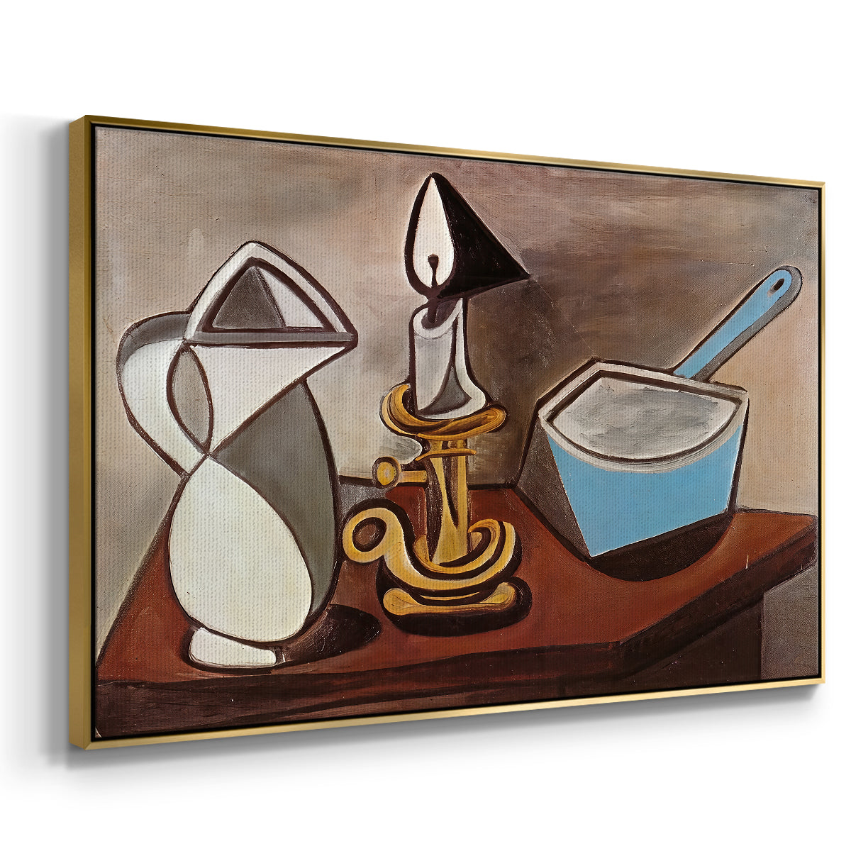 Jug, Candle, and Enamel Pan, 1950 - Floater Framed Canvas Print