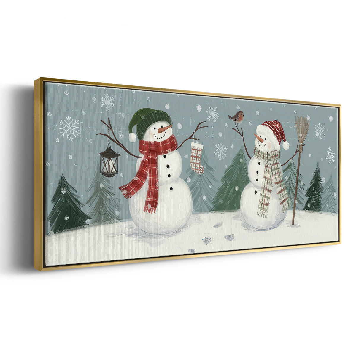 Snowmen VI - Floater Framed Canvas Print