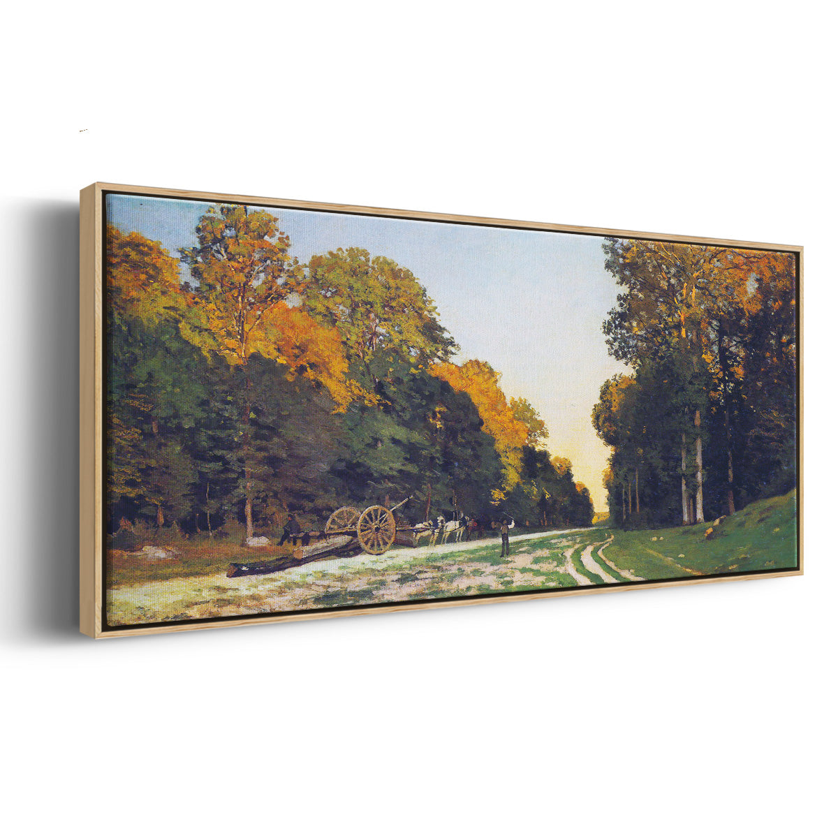 The road from Chailly to Fontainebleau by Monet - Floater Framed Canvas Print