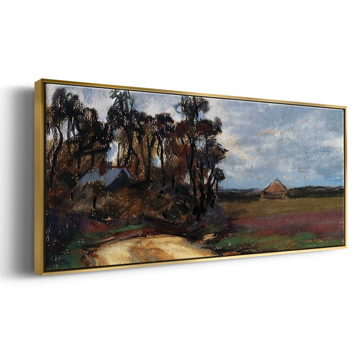 The Road and the House - Floater Framed Canvas Print