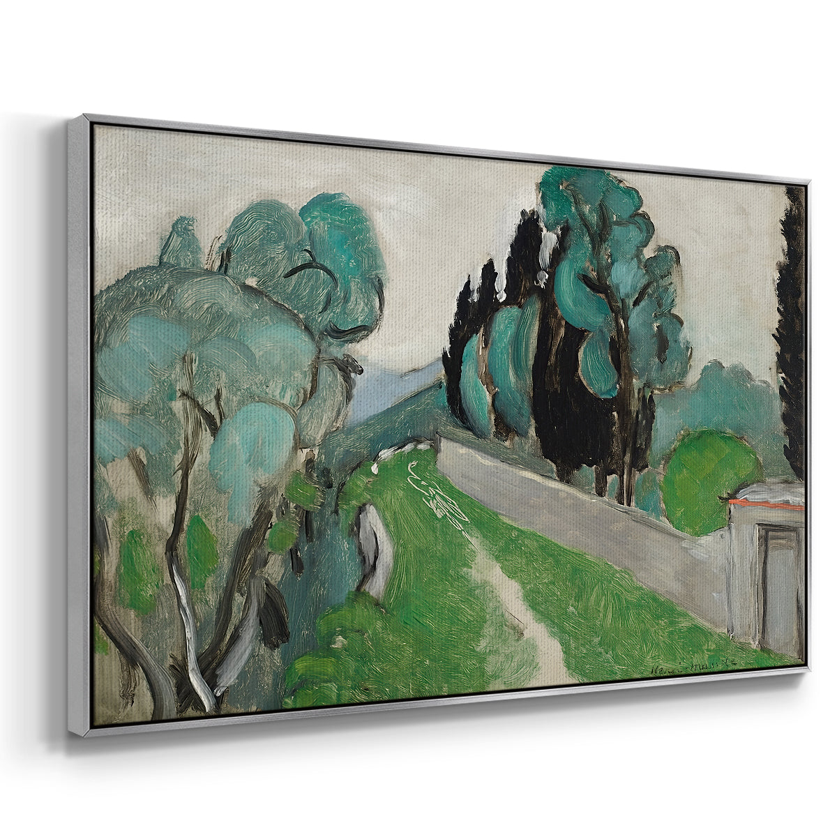 Landscape with Cypresses and Olive Trees near Nice, c. 1918 - Floater Framed Canvas Print