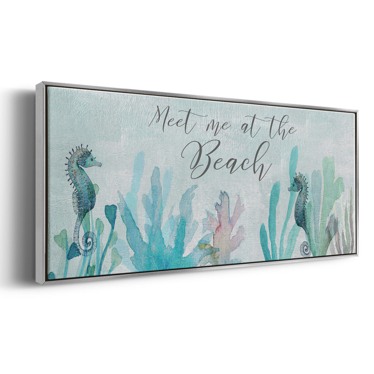 Seahorses and Coral - Floater Framed Canvas Print