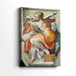 Side view of a canvas art print of a sculptural composition with bold posture and soft tones, showing gallery-wrapped depth.