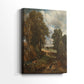 Side view of a canvas art print of a natural composition with warm tones and rural detail, showing gallery-wrapped depth.