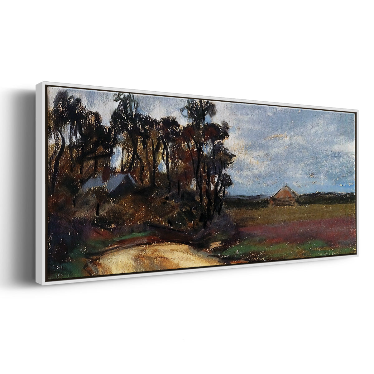 The Road and the House - Floater Framed Canvas Print