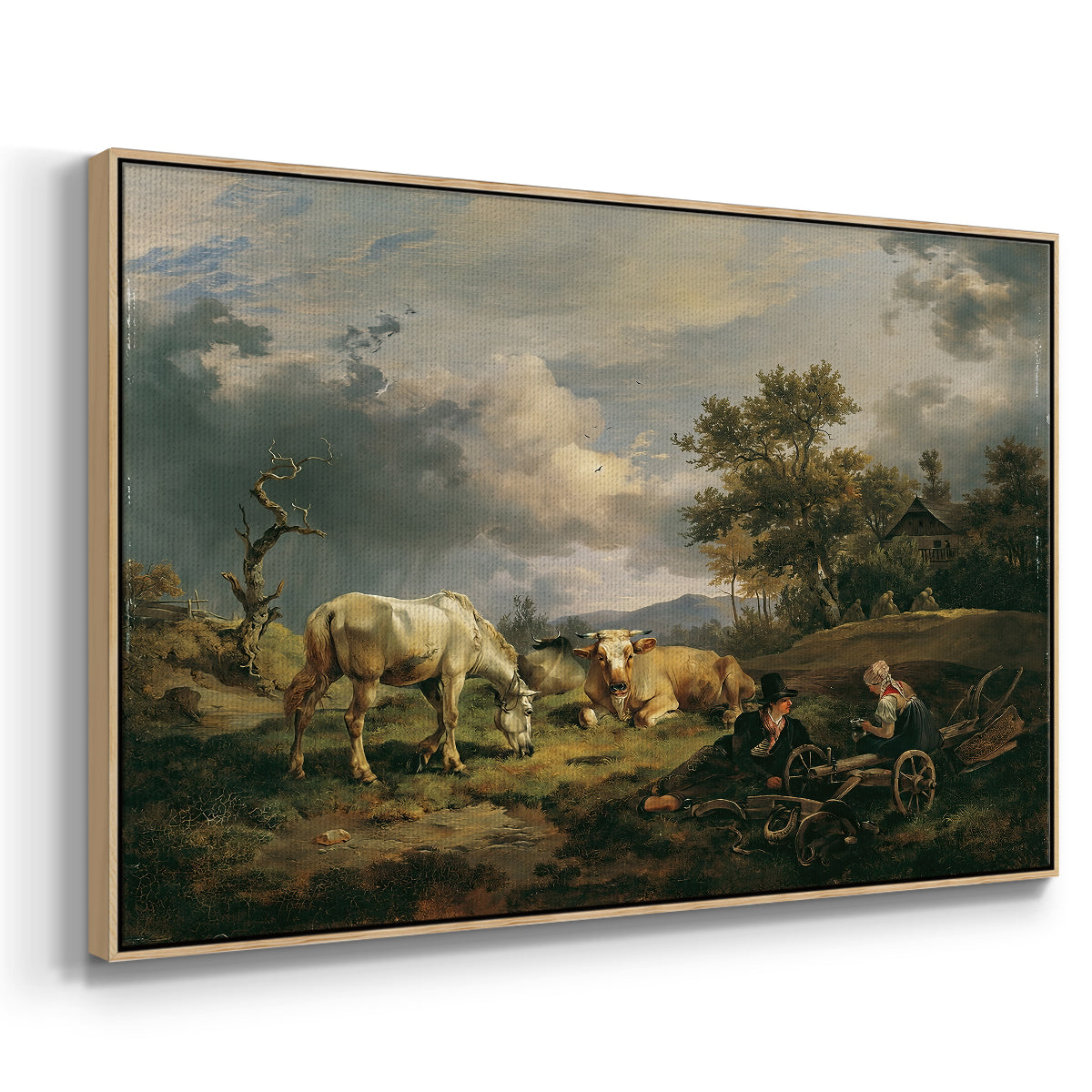 Young Peasant Couple Resting in the Field, 1829 - Floater Framed Canvas Print