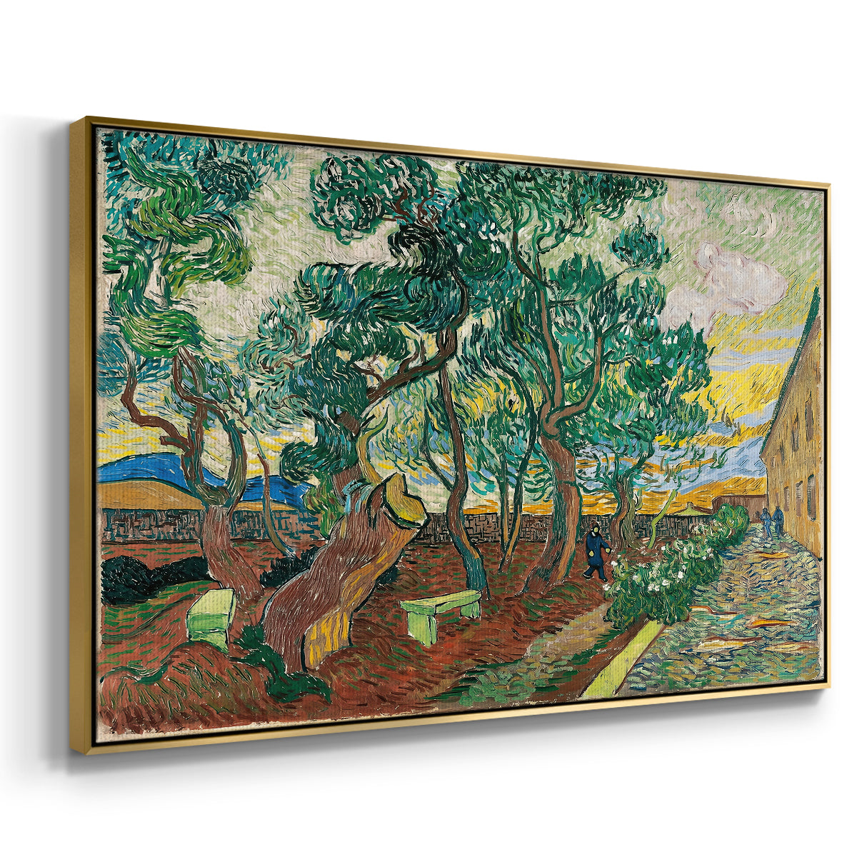 The Garden of Saint-Paul Hospital, 1889 - Floater Framed Canvas Print