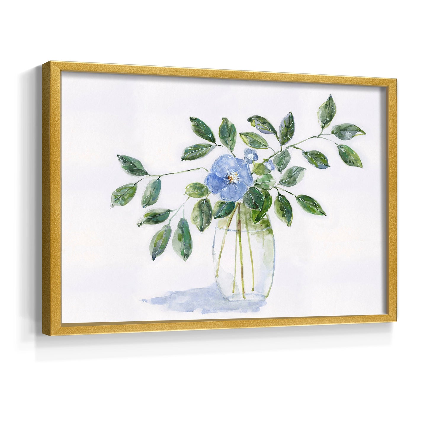 45308,watercolor,painting,flower,blue flower,green leaves,glass vase,nature art,interior decor,botanical art,floral,contemporary art,still life,home decor,tranquil,wall art,visual art,creative,handmade,craft,aesthetic,design,artist,beauty,calming,elegant,traditional,exhibition,soft colors,natural elements,craftsmanship,decor,floral arrangement,artwork,leaf,simplicity,Re-stickable,Plants & Flowers