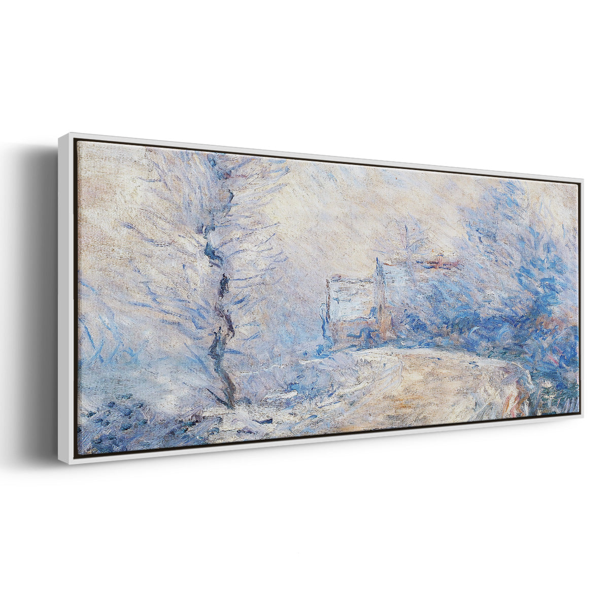The Entrance to Giverny Under the Snow, 1885 - Floater Framed Canvas Print