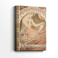 Side view of a canvas art print of a decorative poster with elegant lines and soft tones, showing gallery-wrapped depth.