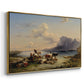 Shepherds and Cattle on Lake Attersee, 1852 - Floater Framed Canvas Print