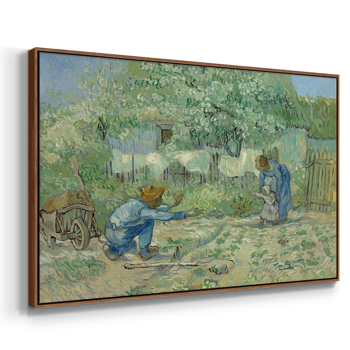 First Steps after Millet, 1890 - Floater Framed Canvas Print