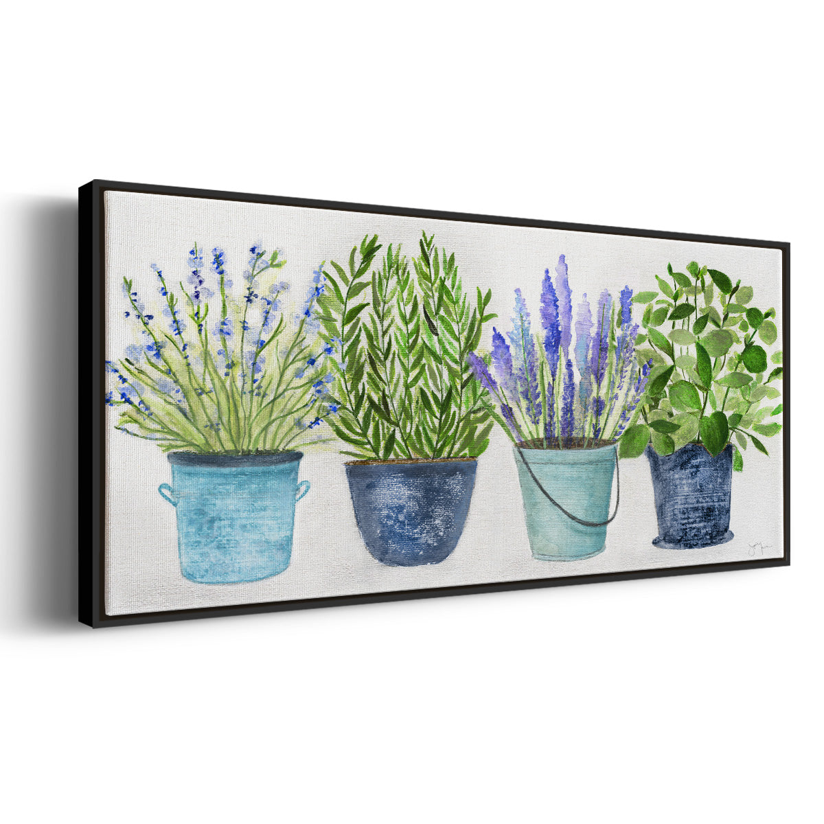 Fresh Herb Collection - Floater Framed Canvas Print