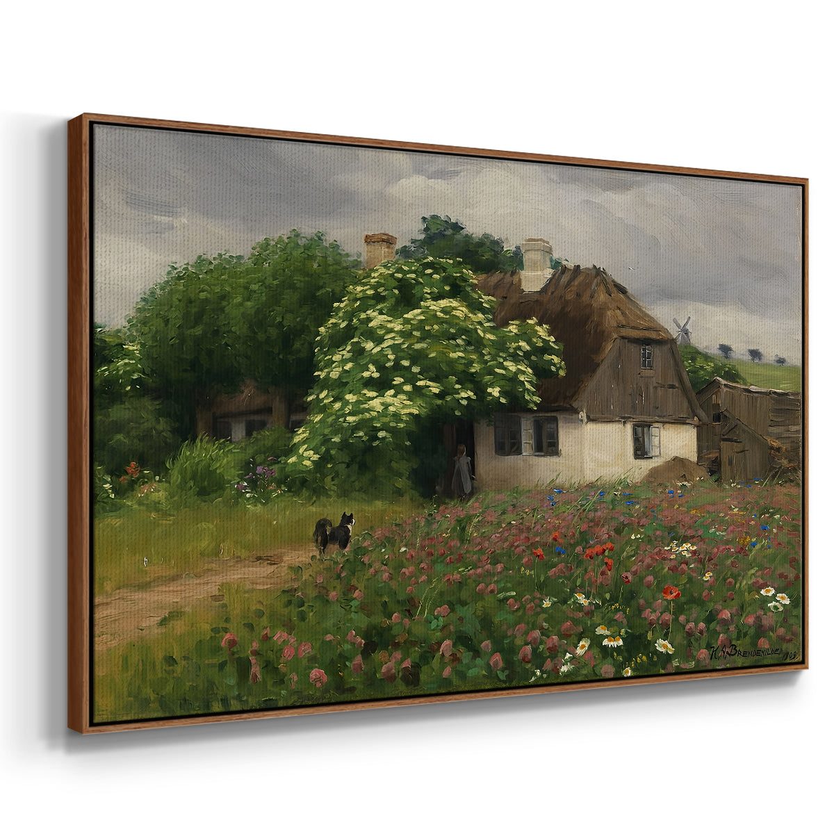 Farmhouse with Meadow Flowers, 1909 - Floater Framed Canvas Print