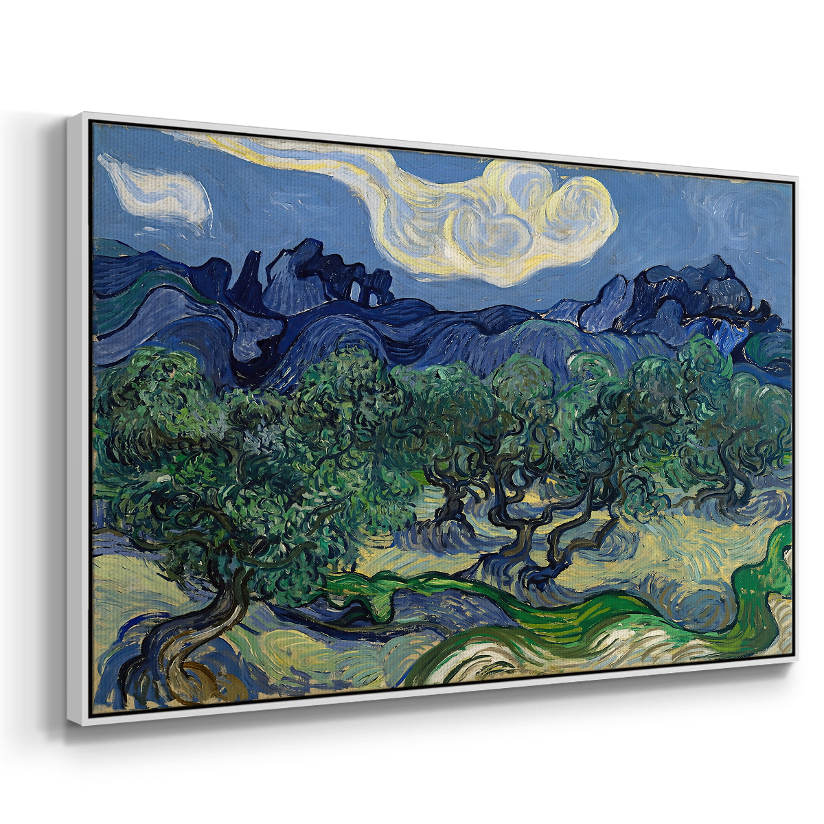 Olive Trees with the Alpilles in the Background, 1889 - Floater Framed Canvas Print