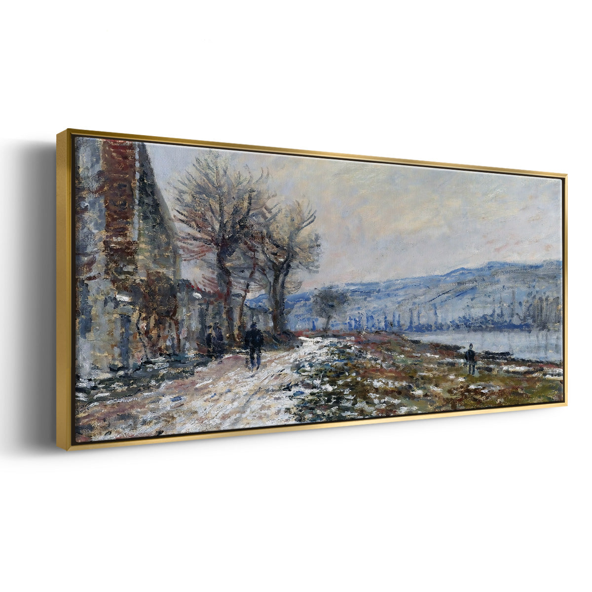 The Seine at Lavacourt, Effect of Snow, 1879 - Floater Framed Canvas Print