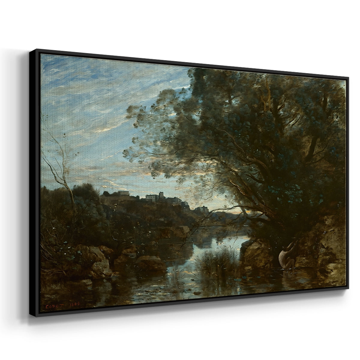 Souvenir of the Environs of Lake Nemi, 1865 - Floater Framed Canvas Print