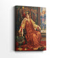 Side view of a canvas art print of a quiet allegorical scene with rich color and detail, showing gallery-wrapped depth.