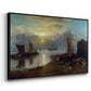 Sun Rising through Vapour: Fishermen Cleaning and Selling Fish, c. 1807 - Floater Framed Canvas Print