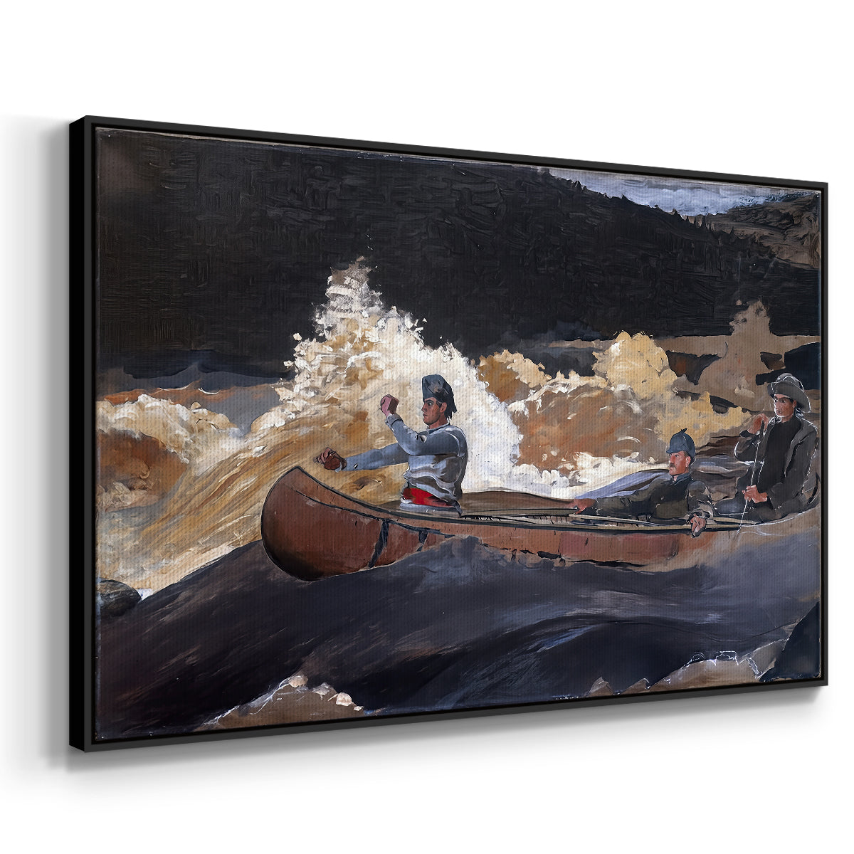 Shooting the Rapids, Saguenay River, 1905-1910 - Floater Framed Canvas Print