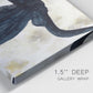 Close-up view of wrapped canvas corner featuring rustic animal portrait illustration.