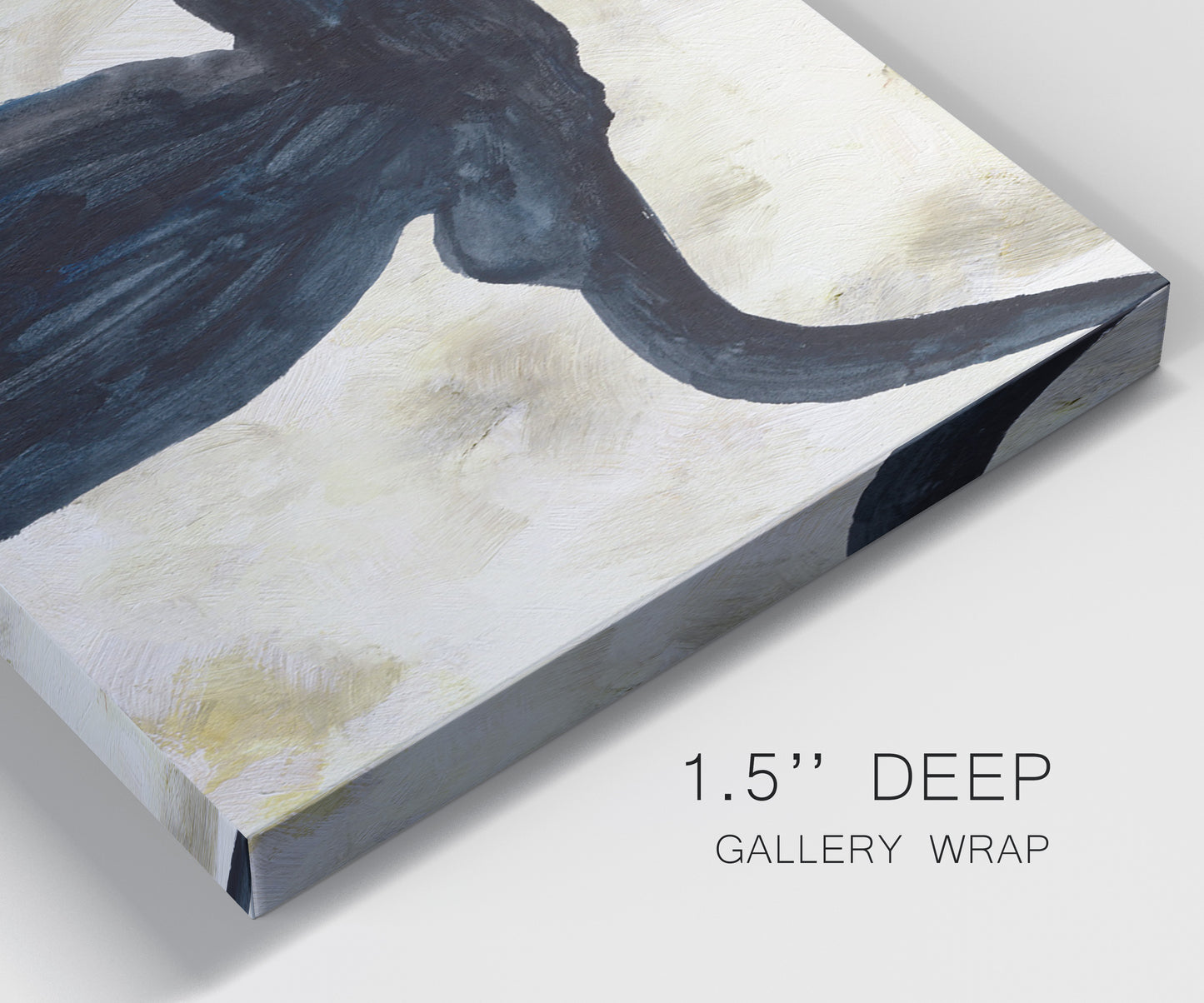 Close-up view of wrapped canvas corner featuring rustic animal portrait illustration.