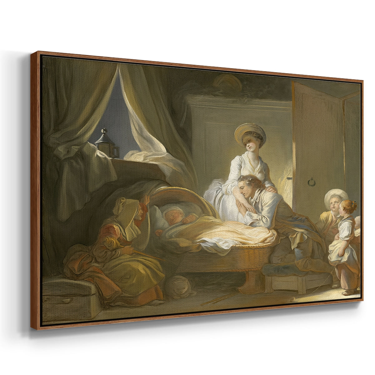 The Visit to the Nursery, c. 1775 - Floater Framed Canvas Print