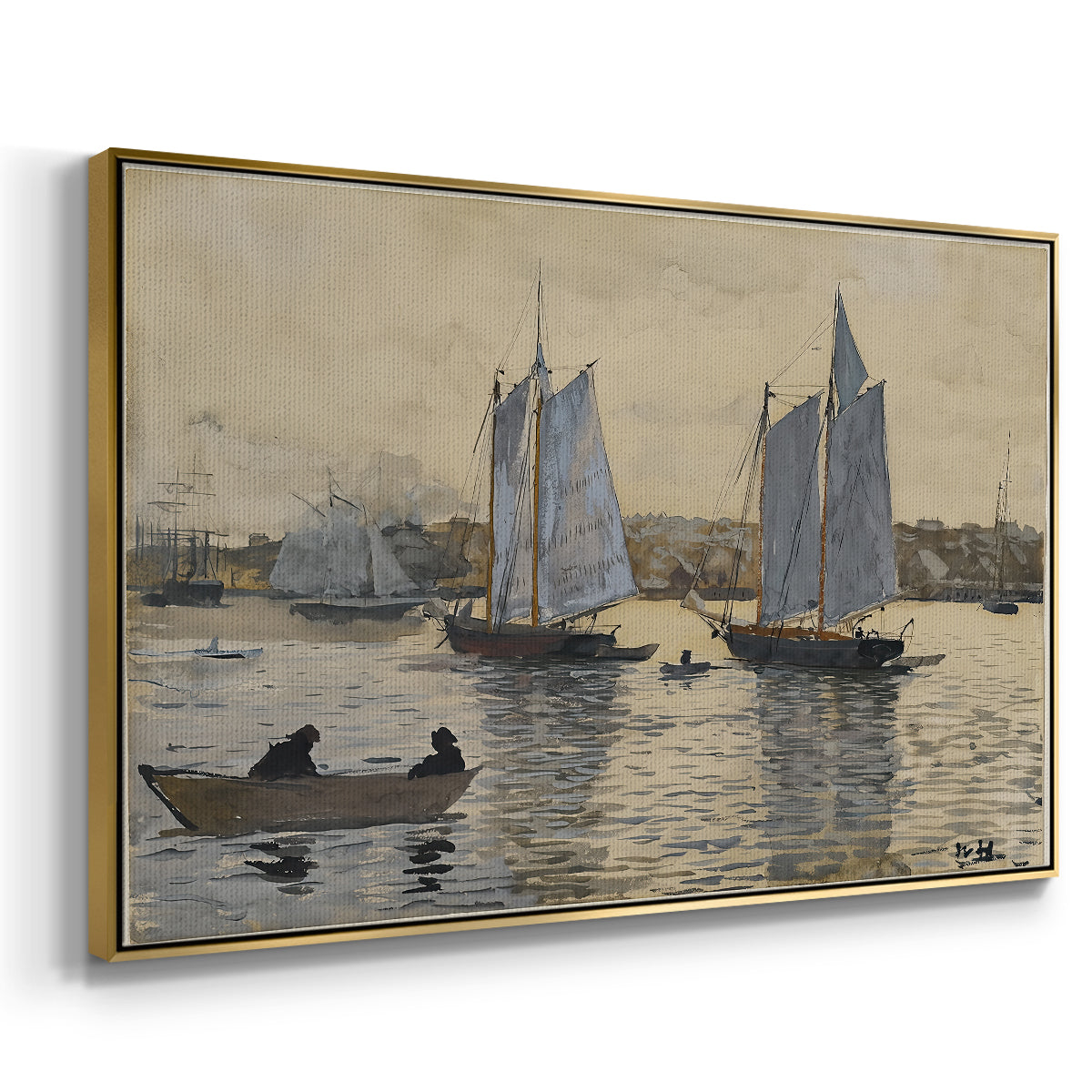 Two Schooners, Gloucester, c. 1880 - Floater Framed Canvas Print