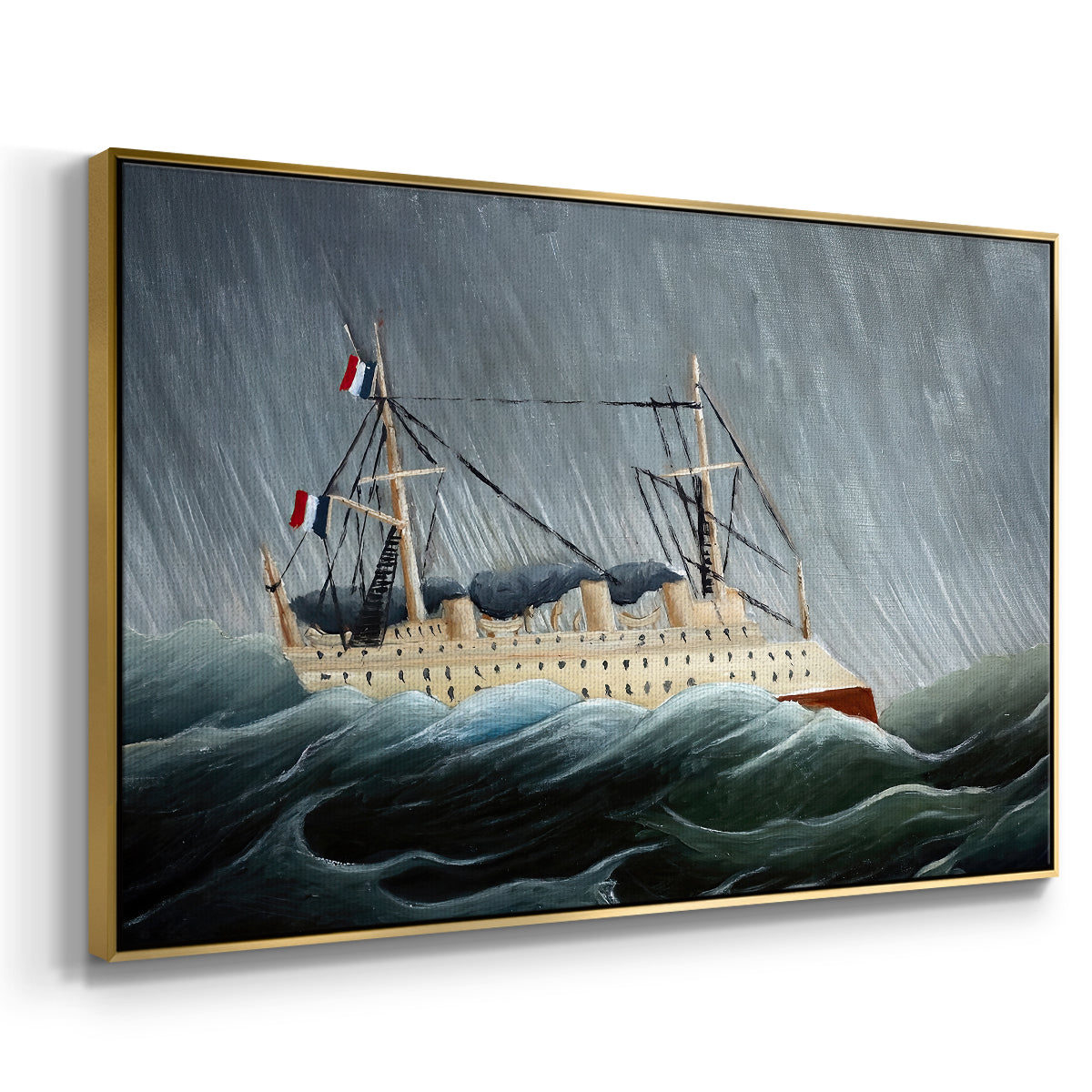 A Ship in the Storm, c. 1899 - Floater Framed Canvas Print