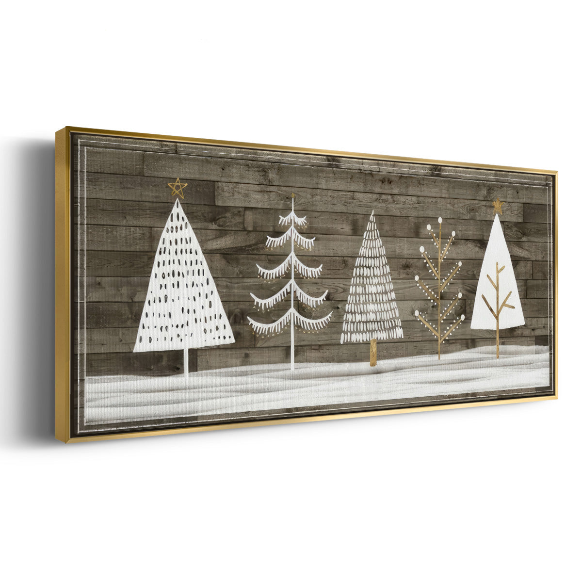 Wooded White Christmas Collection D - Floater Framed Canvas Print