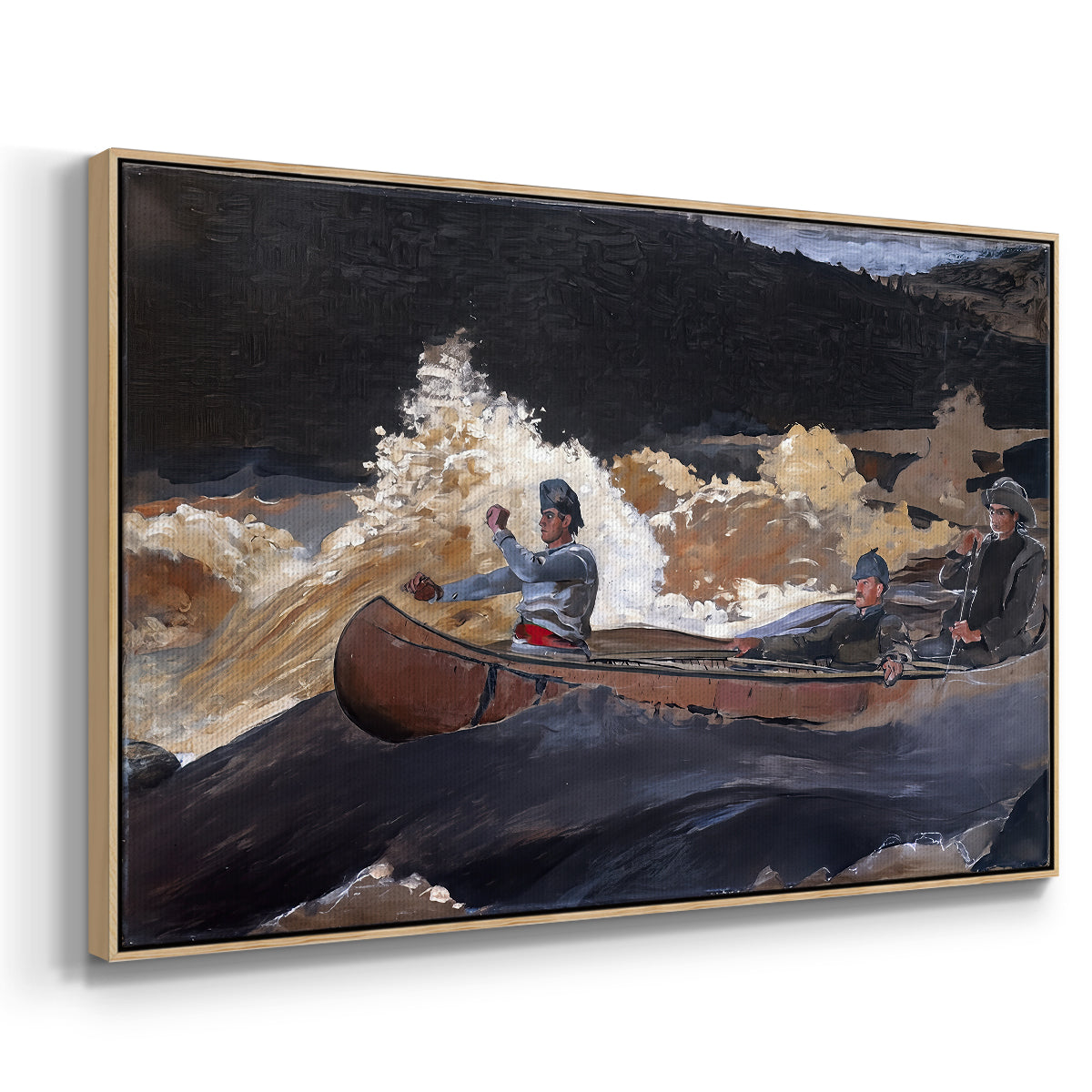 Shooting the Rapids, Saguenay River, 1905-1910 - Floater Framed Canvas Print