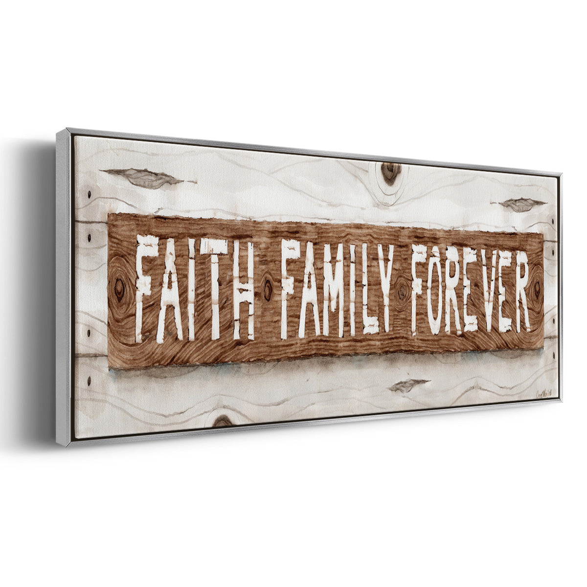 Faith Family Forever - Floater Framed Canvas Print