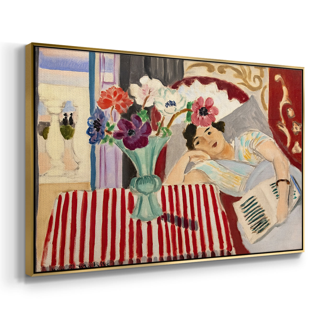 Woman with Anemones (Femme et anémones), c. 1920-1921 - Floater Framed Canvas Print