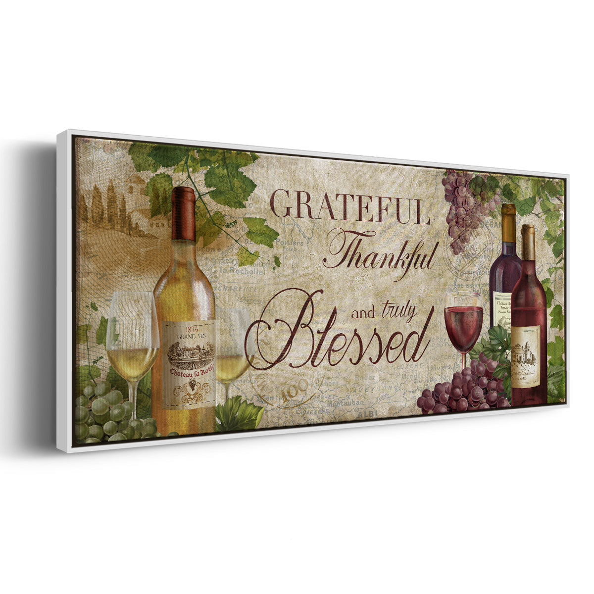 Grateful Wine - Floater Framed Canvas Print