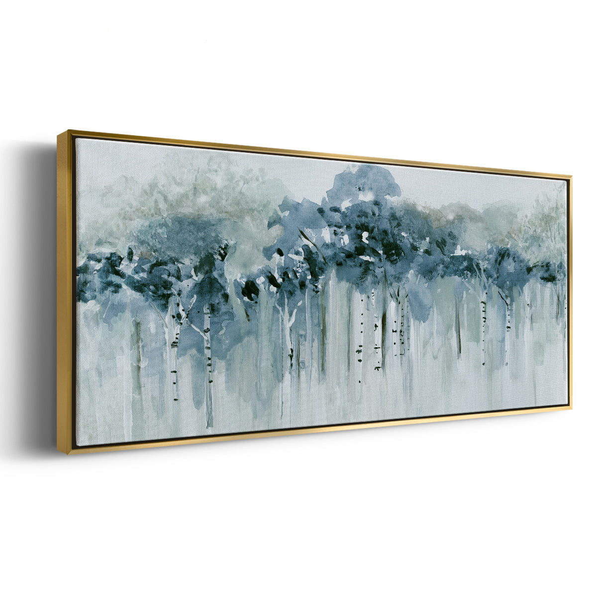 Blue Birch Morning - Floater Framed Canvas Print