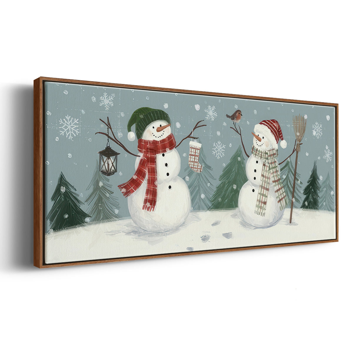 Snowmen VI - Floater Framed Canvas Print