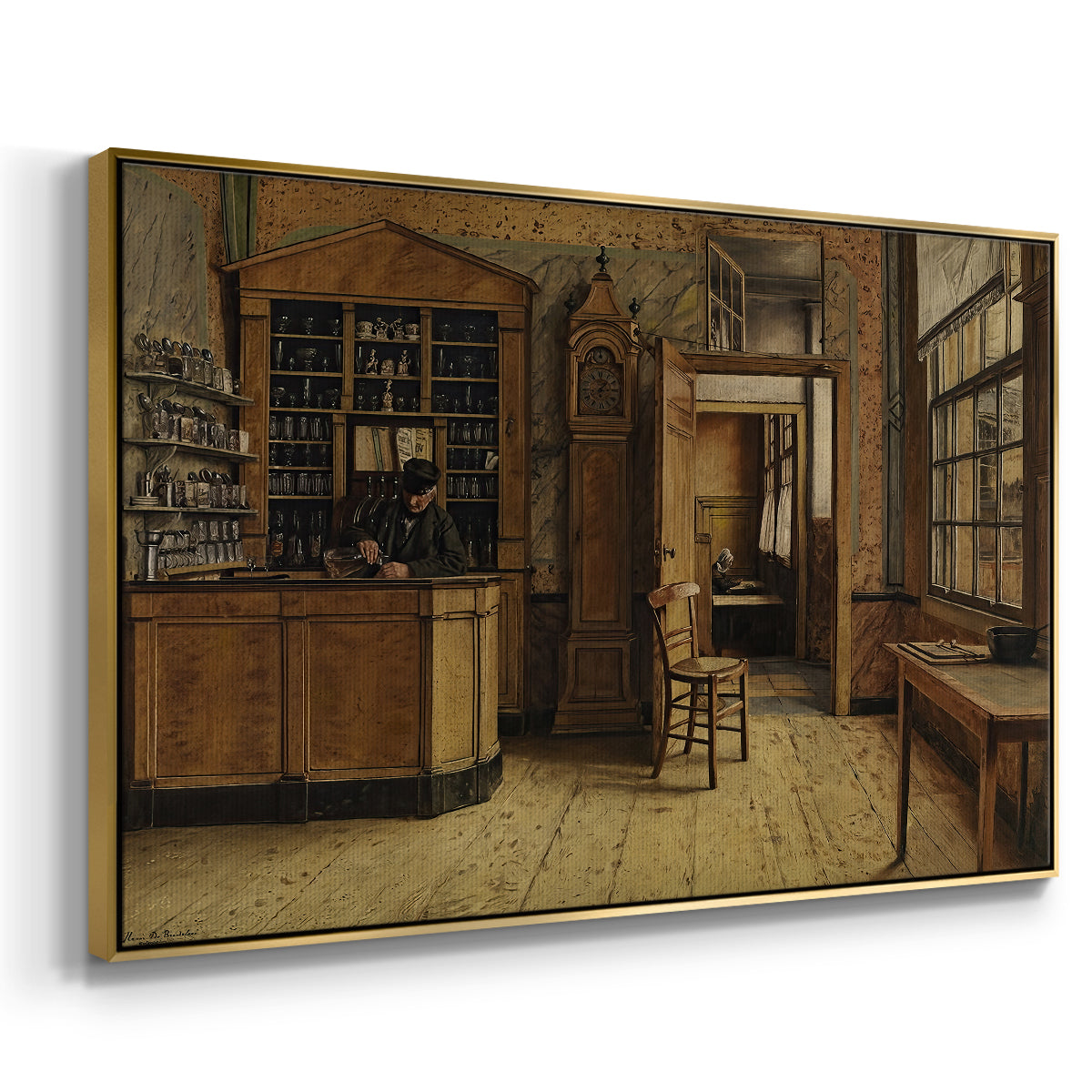 The Old Inn 'Het Loodshuis' in Antwerp, 1877 - Floater Framed Canvas Print