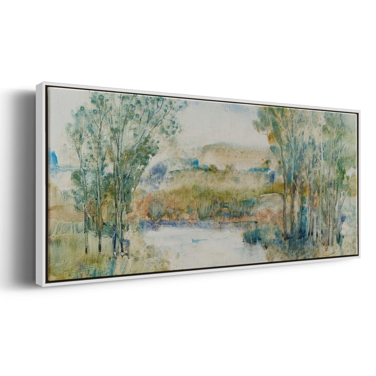 Trees on the Creek I - Floater Framed Canvas Print